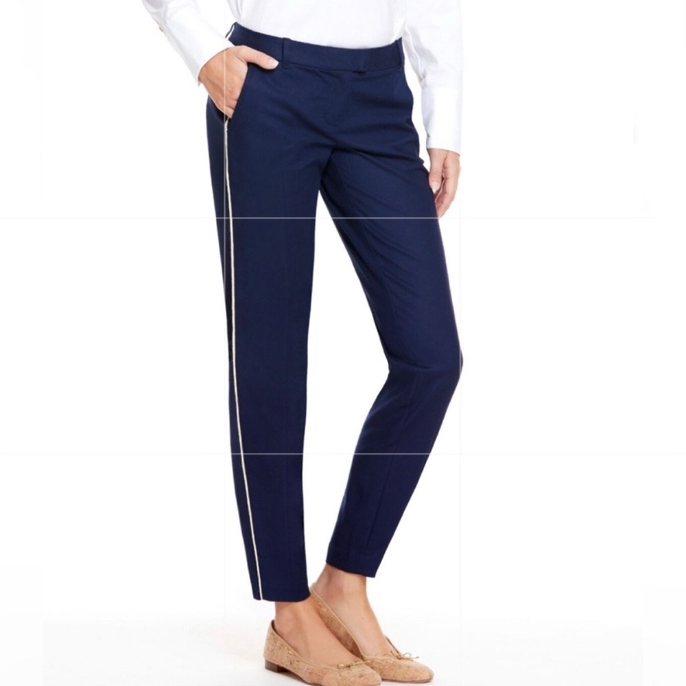 Vineyard Vines Women’s Navy Slim Fit Pants Sz 0 Gold Side Stripe Preppy Classic